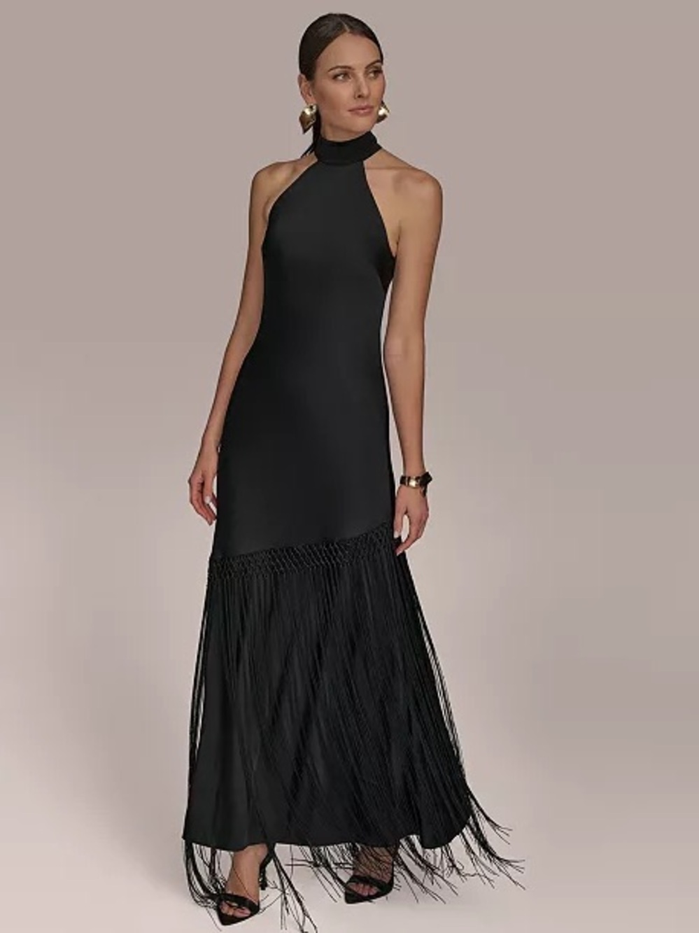 Donna Karan High Neck Fringe Gown - Picture 3 of 13